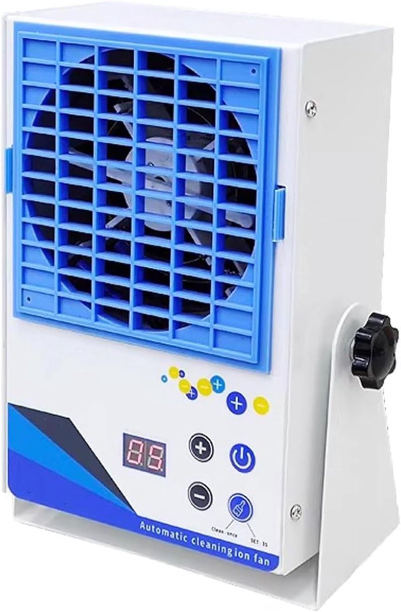 Ionisator Ventilator - Statische Eliminator - Statische Elektriciteit Verwijderen - Regelbaar Luchtvolume - 120 CFM - Blauw