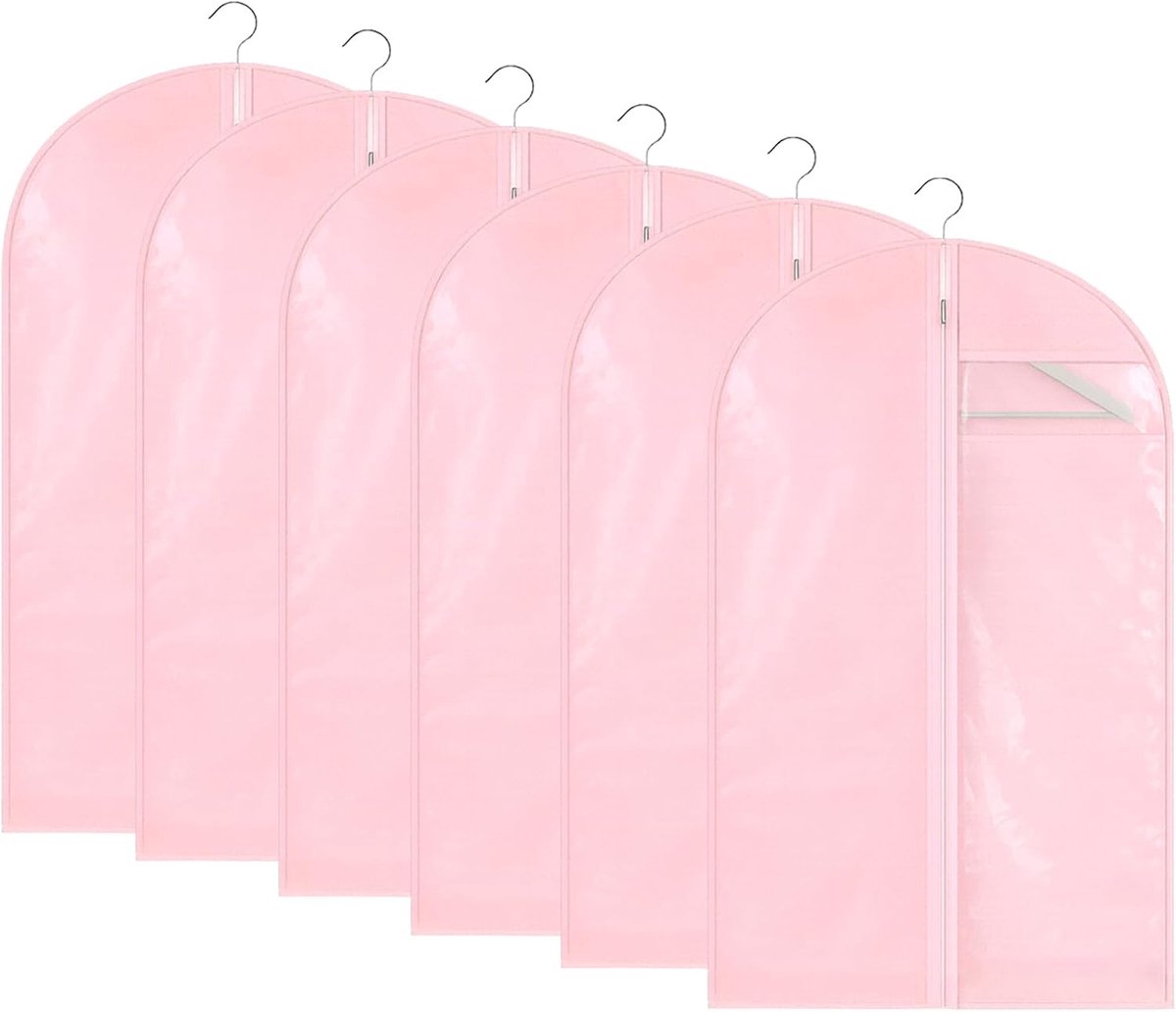 Kledinghoezen Set - Beschermhoezen Kleding - Kleding Beschermen - Doorschijnend Materiaal - 6 Stuks 60x100cm - Roze