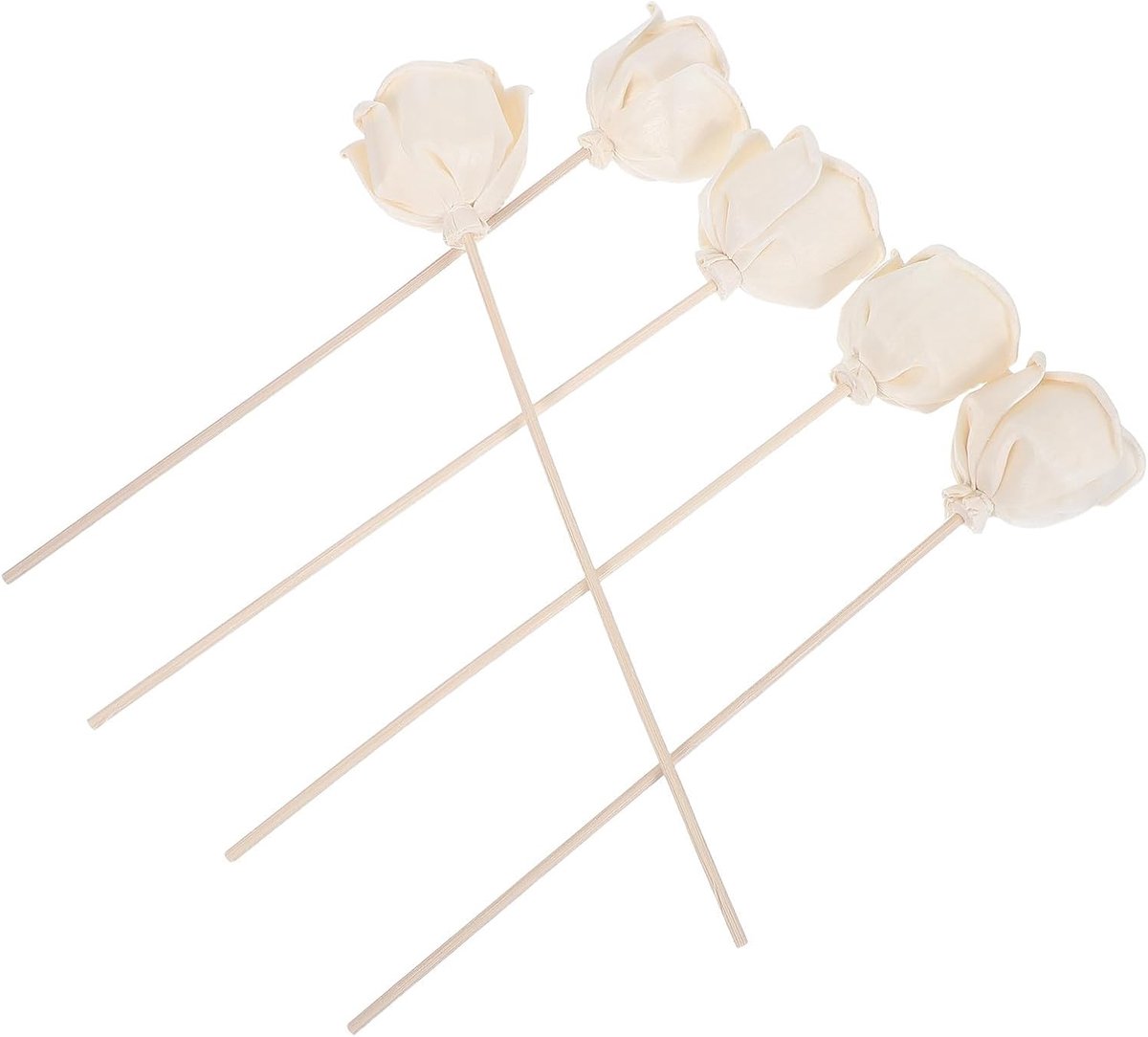 Geurstokjes met Bloem - Diffuser Riet - Huisdecoratie Verfrissen - Handgemaakte Rozen - 5 Stuks - Wit