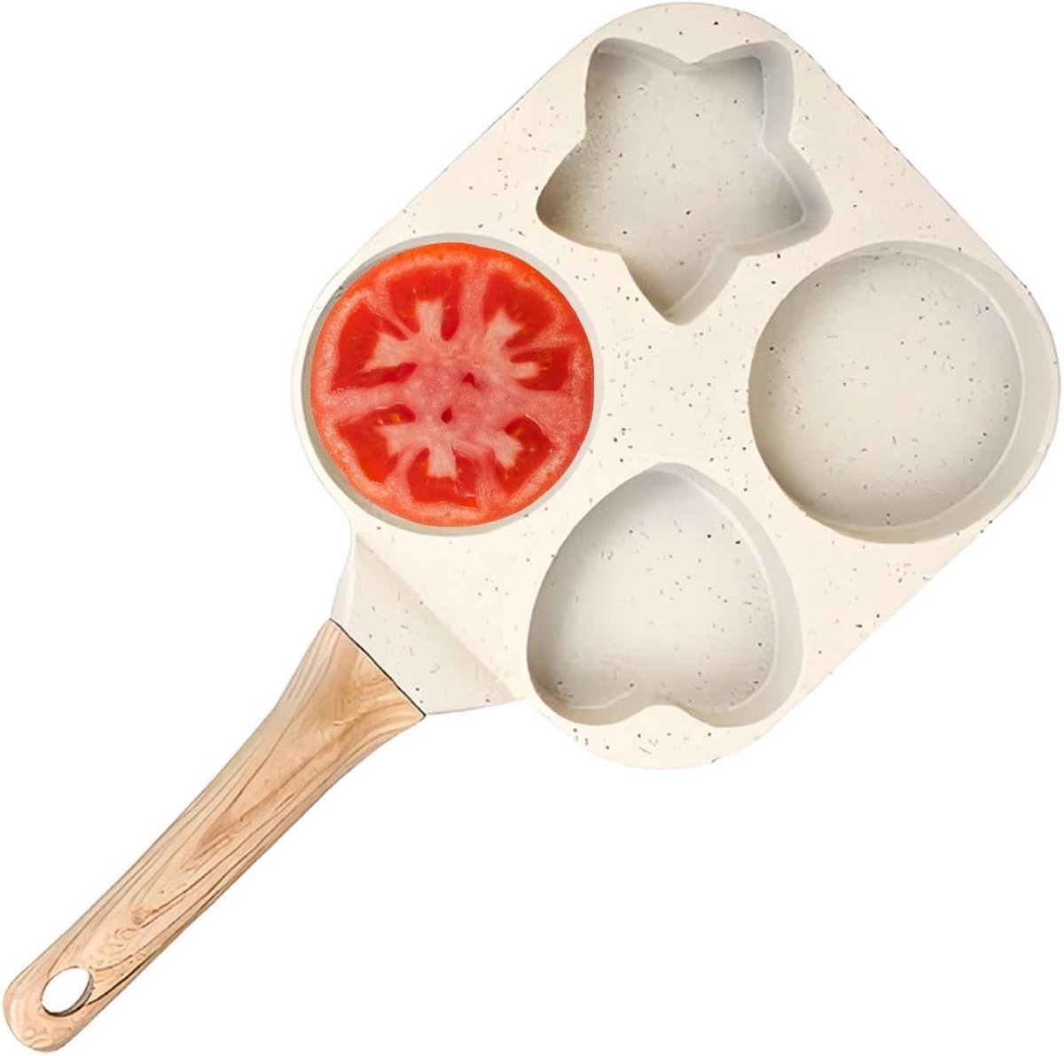 Multi Eierpan - Omelet Pan - Ontbijt Maken - Vierkante Vormen - 4-Kops - Crèmekleurig