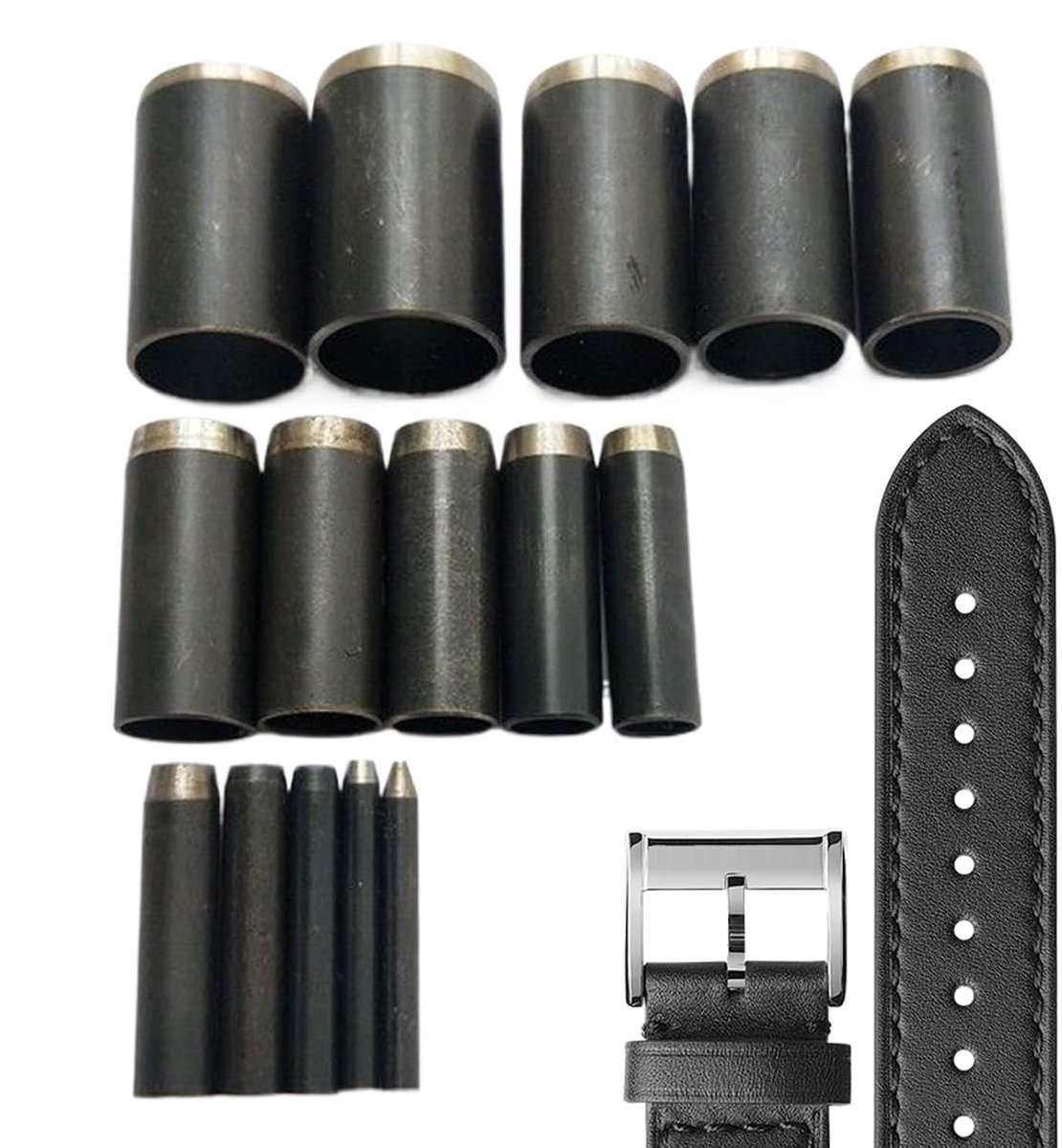 Leerponsset - Oogponsen Set - Leer Bewerken - 15 Delig - 1-15 mm - Metaal