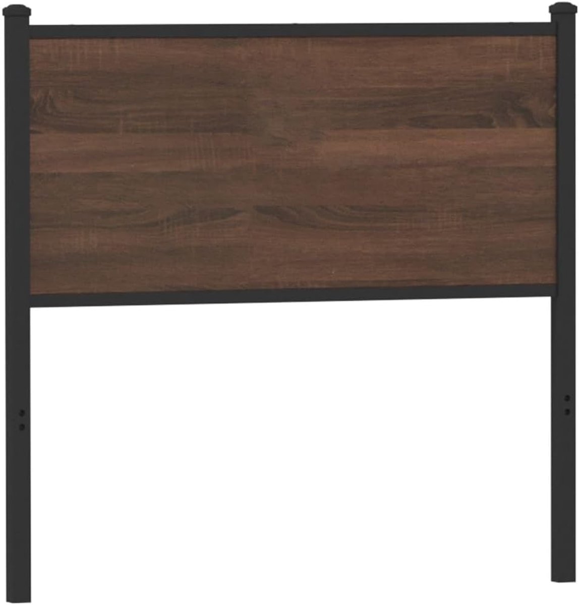 Hoofdbord Hout - Bedachterwand - Slaapkamer Aankleden - Stabiele Metalen Poten - 75 cm - Bruin Eiken