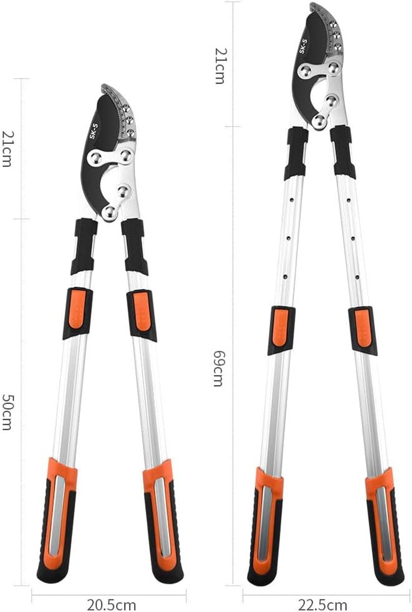 Telescopische Snoeischaar - Heggenschaar Tuinschaar - Tuinonderhoud Snoeien - Verstelbare Lengte - 71 cm - Grijs