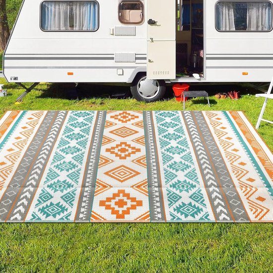 Outdoor Tapijt - Balkontapijt Terrastapijt - Kamperen en Picknicken - Omkeerbaar en Waterdicht - 245 x 305 cm - Geel van OutDoor — afbeelding 5