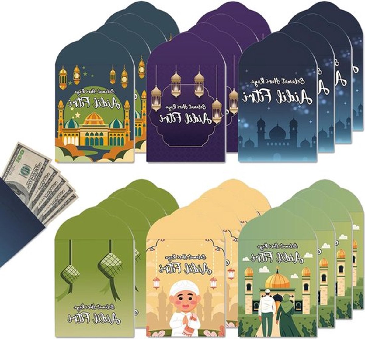 Allecto Plus - 24 Stuks - Geldenvelop Eid Mubarak - Ramadan