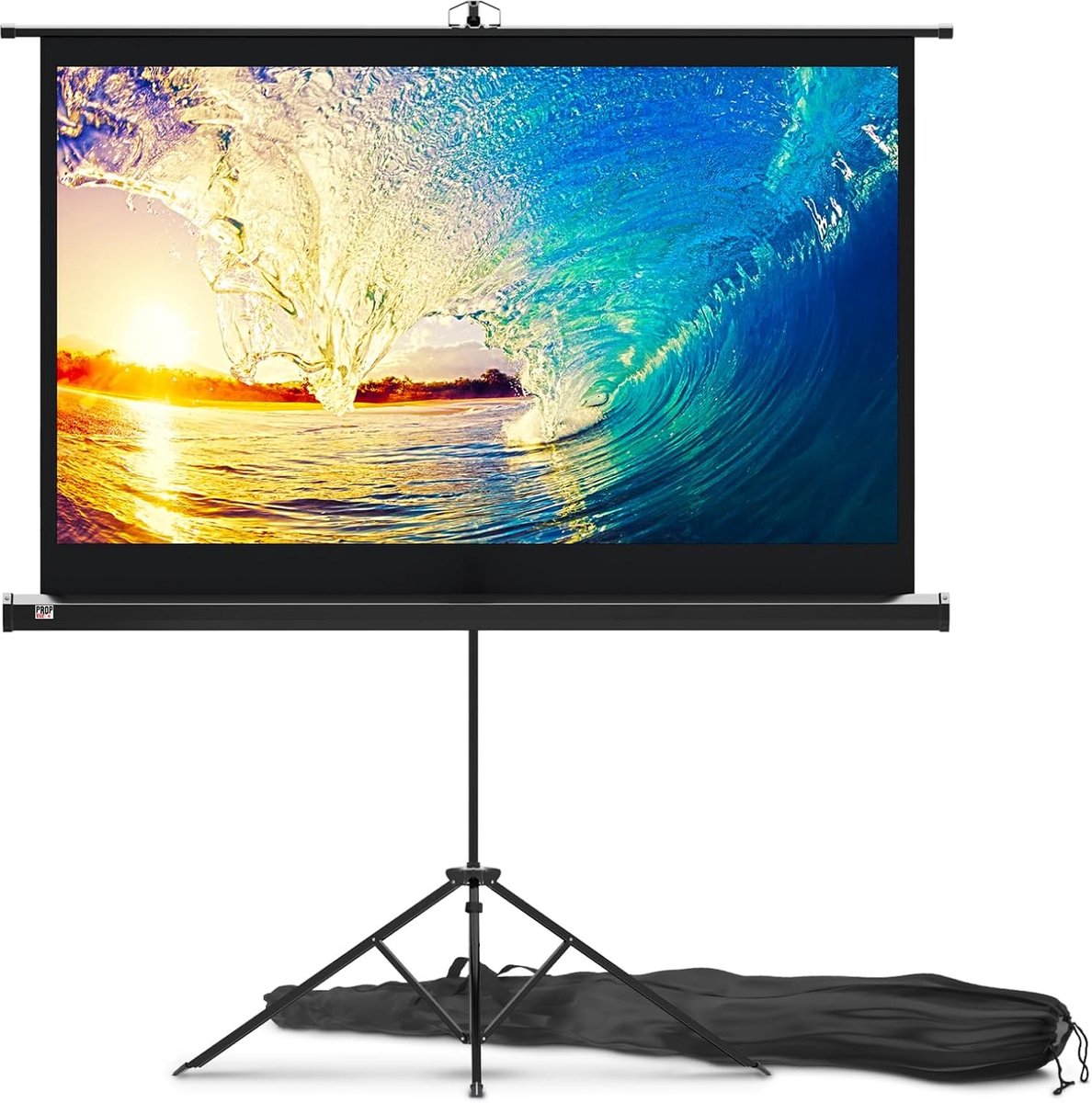 Projectiescherm met standaard - Scherm voor beamer - Thuisbioscoop creëren - Kreukvrij mat PVC doek - 60 inch - Zwart
