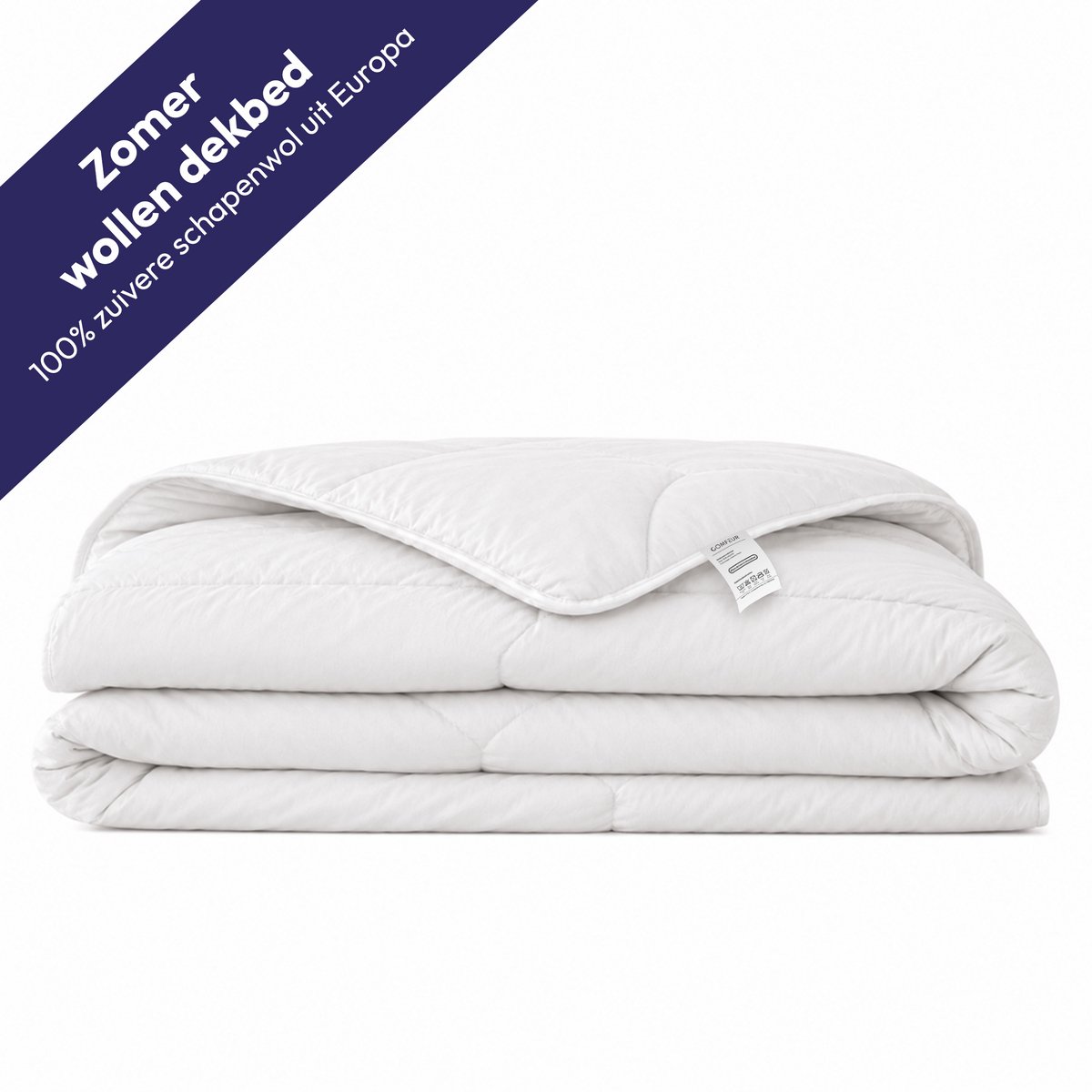 Comfeur Zomerdekbed - Zomer Wollen Dekbed – Licht Dekbed – Licht, Luchtig & Vochtregulerend – Europese Scheerwol - Katoenen Tijk - 140 x 200 cm