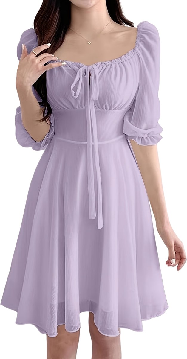 Currero Zomerjurk Dames Zomerjurken Volwassenen Vrouwen Midi Jurk Ibiza Stijl Sundress Dress M/L Paars