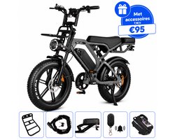 Ebikekopen.com V20 Pro - Fatbike - Donker Grijs - Special Edition - Hydraulische remmen - Incl. Slot - Telefoonhouder - Alarmsysteem - Voorrekje - Voetensteuntje - Straatlegaal - Ebike - Fatbike - Elektrische Fiets - Qmwheel