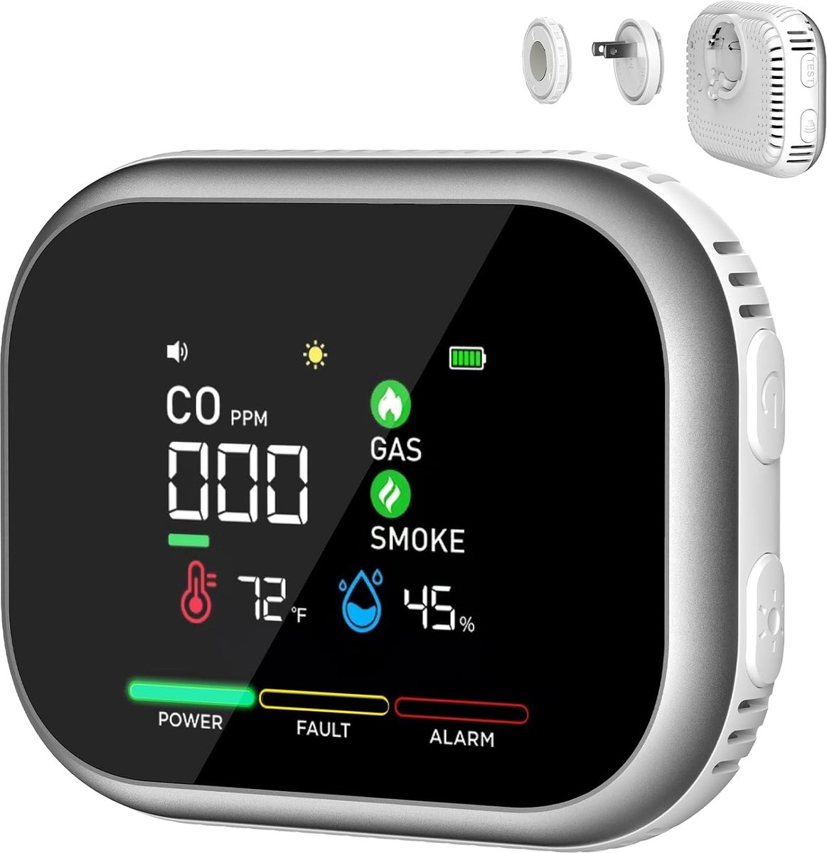 Omgevingsdetector - Luchtkwaliteit Meter - Binnenklimaat Beheersen - 6 Meetwaarden Inclusief - 12 x 9 x 6 cm - Wit