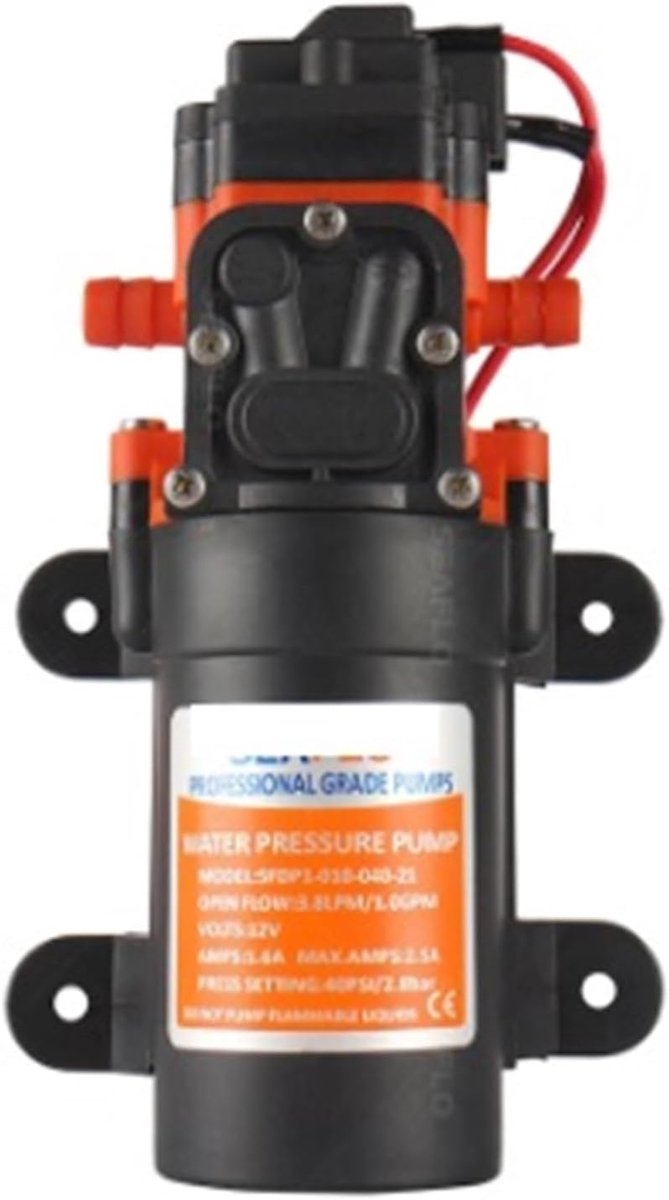 Membraanwaterpomp - DC pomp - Watersysteem Automatiseren - Zelfaanzuigend drooglopen - 5.6 Liter/min - Zwart