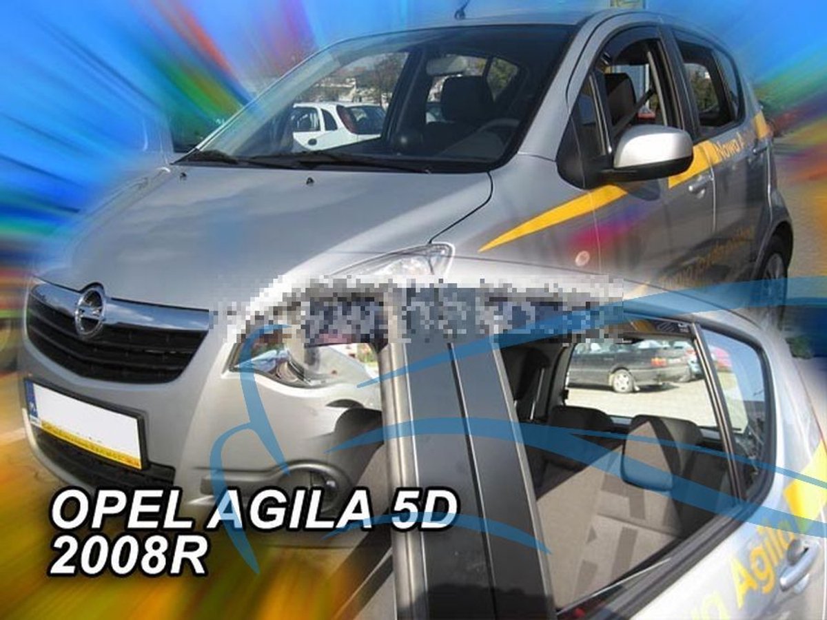 Zijwindschermen donker tbv Opel Agila (type B) - 5-deurs - bouwjaar 2008 - 2014 set tbv 4 deuren, tbv voor & achterramen L+R pasvorm