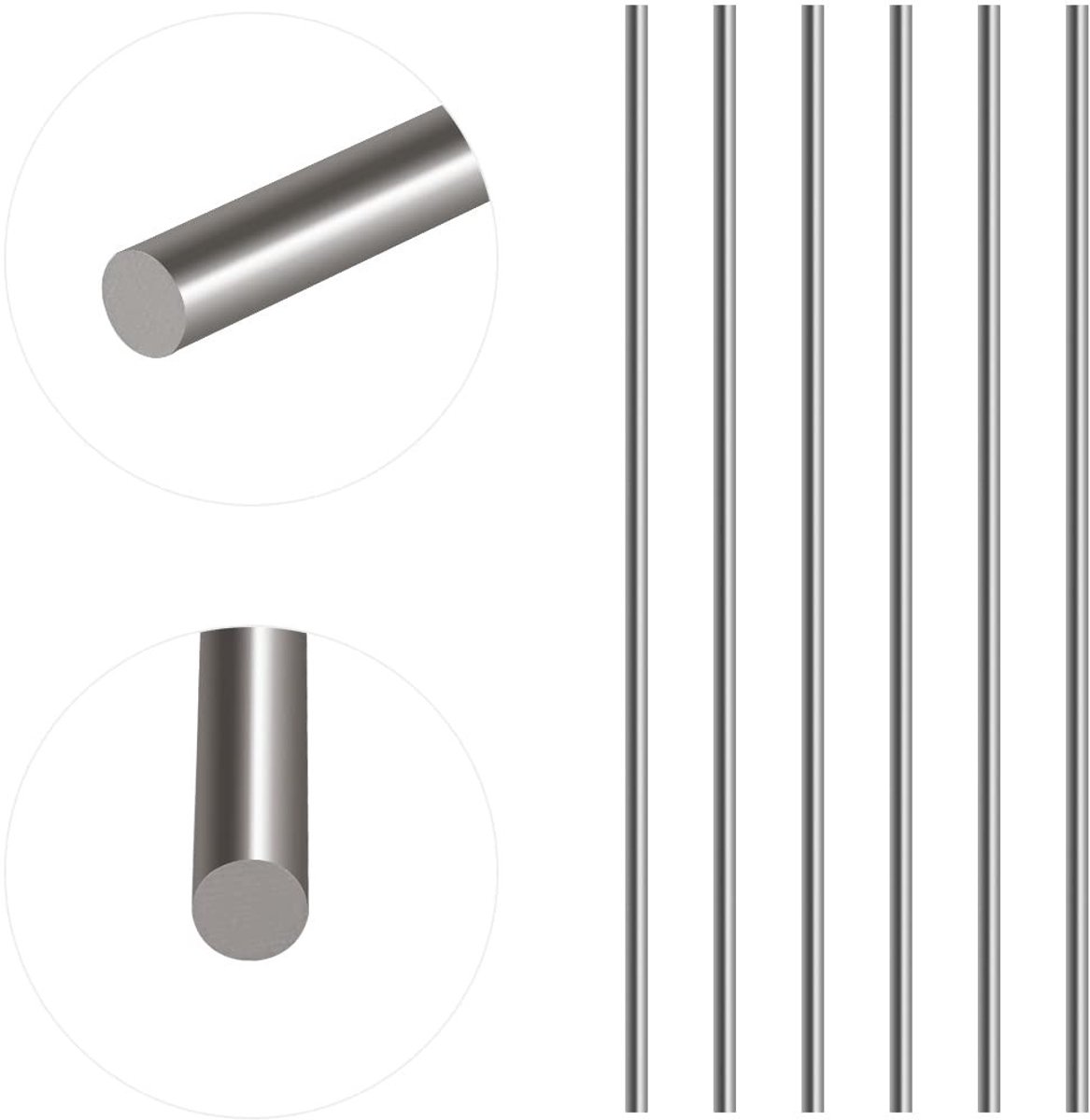 6 Stuks 3mm x 300mm RVS Rechte Stalen Rondbalken voor DIY RC Modelauto's, Vliegtuigen en Schepen