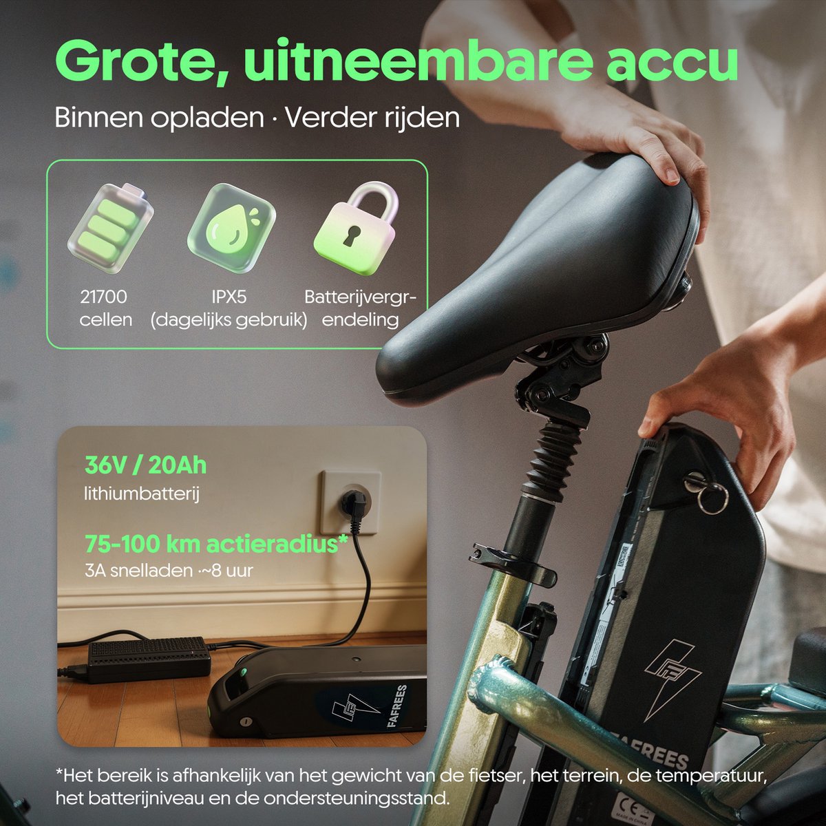 Fafrees F20 Flex Elektrische Vouwfiets - 20 Inch - Torque Sensor - 250W Motor - 36V 20Ah Lithium Accu - Actieradius tot 120km - Shimano 7 Versnellingen - E-bike Heren & Dames thumbnail 5