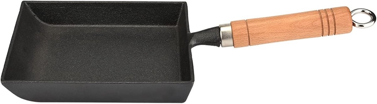 Mini Koekenpan - Gietijzer - Houten Handvat - Antiaanbaklaag - Voor Thuis Koken
