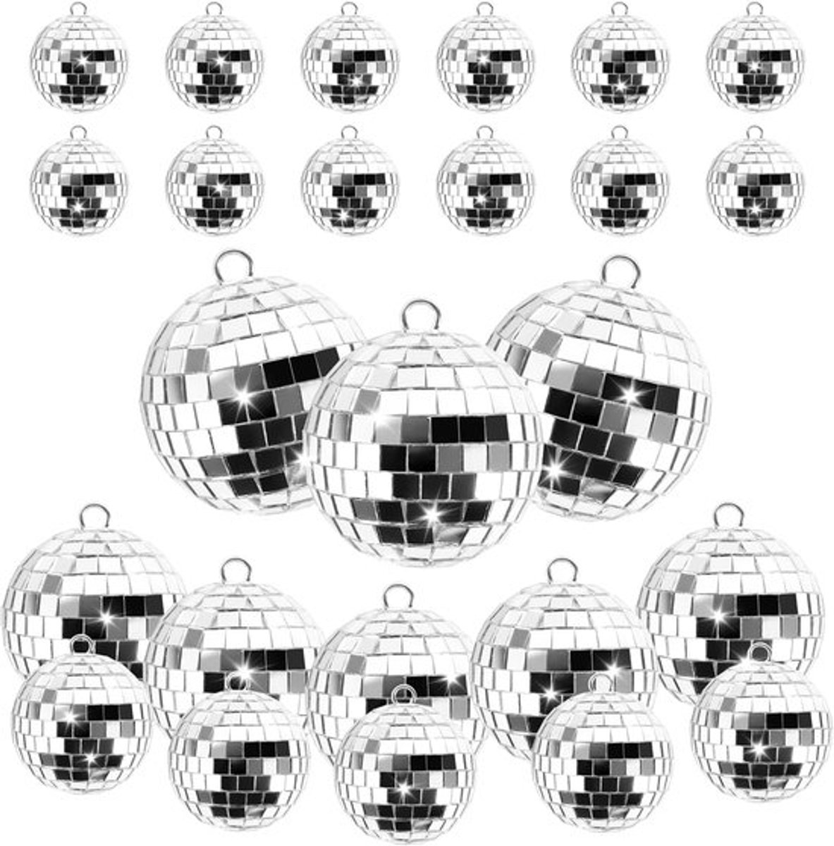 Mini discoballen zilver Allecta voor feesten -Hangdecoratie