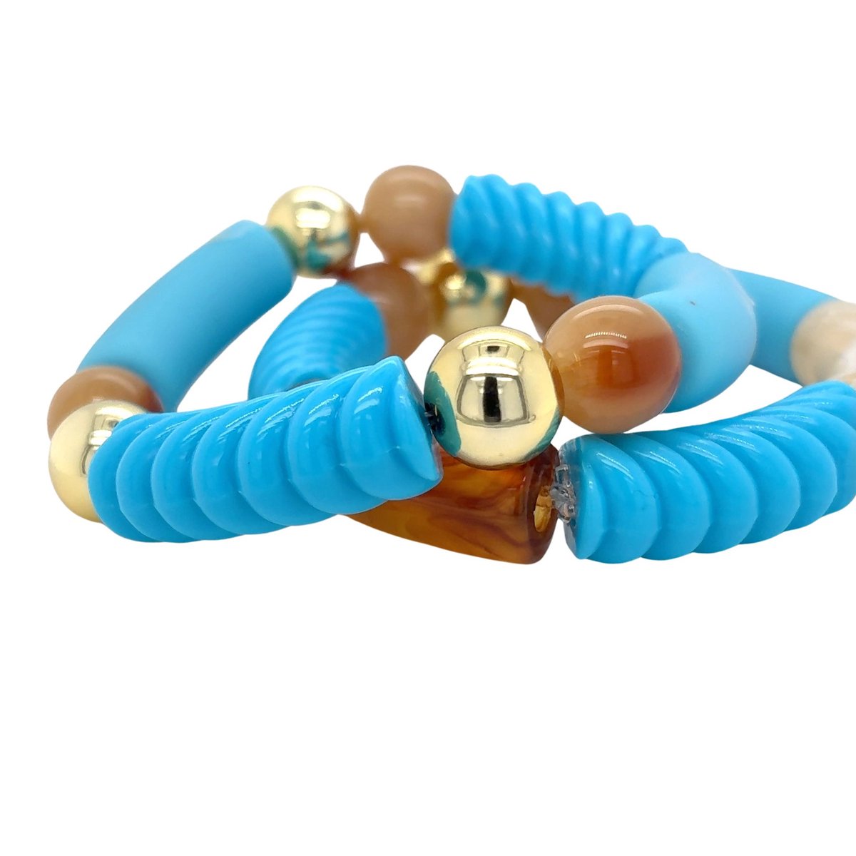 Pat's Jewels Armband - Dames Armband - Kralen Armband - Blauw - Resin - Elastiek Armband