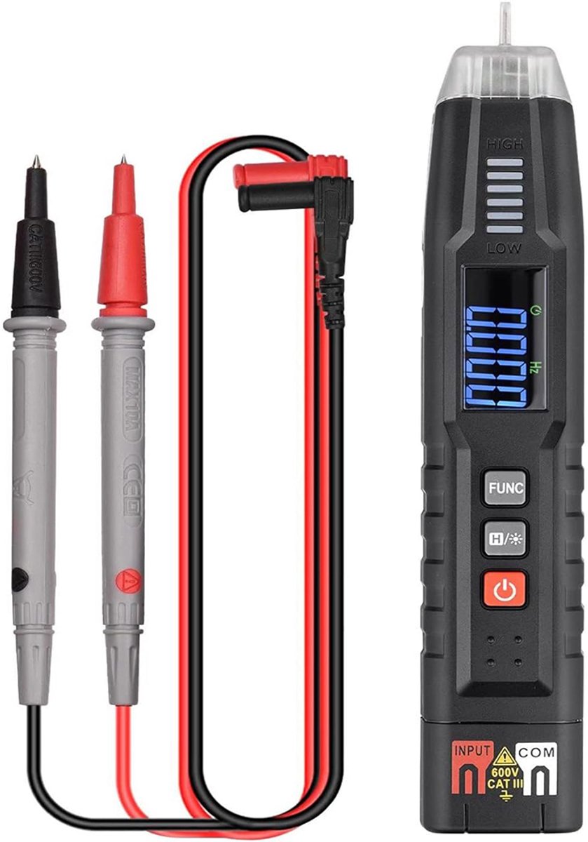 Fokelyi - Digitale Multimeter – Slimme Spanningsmeter met LED zaklamp - AC / DC Voltage Meter – Stroom – Inclusief Batterij en Meetsnoeren