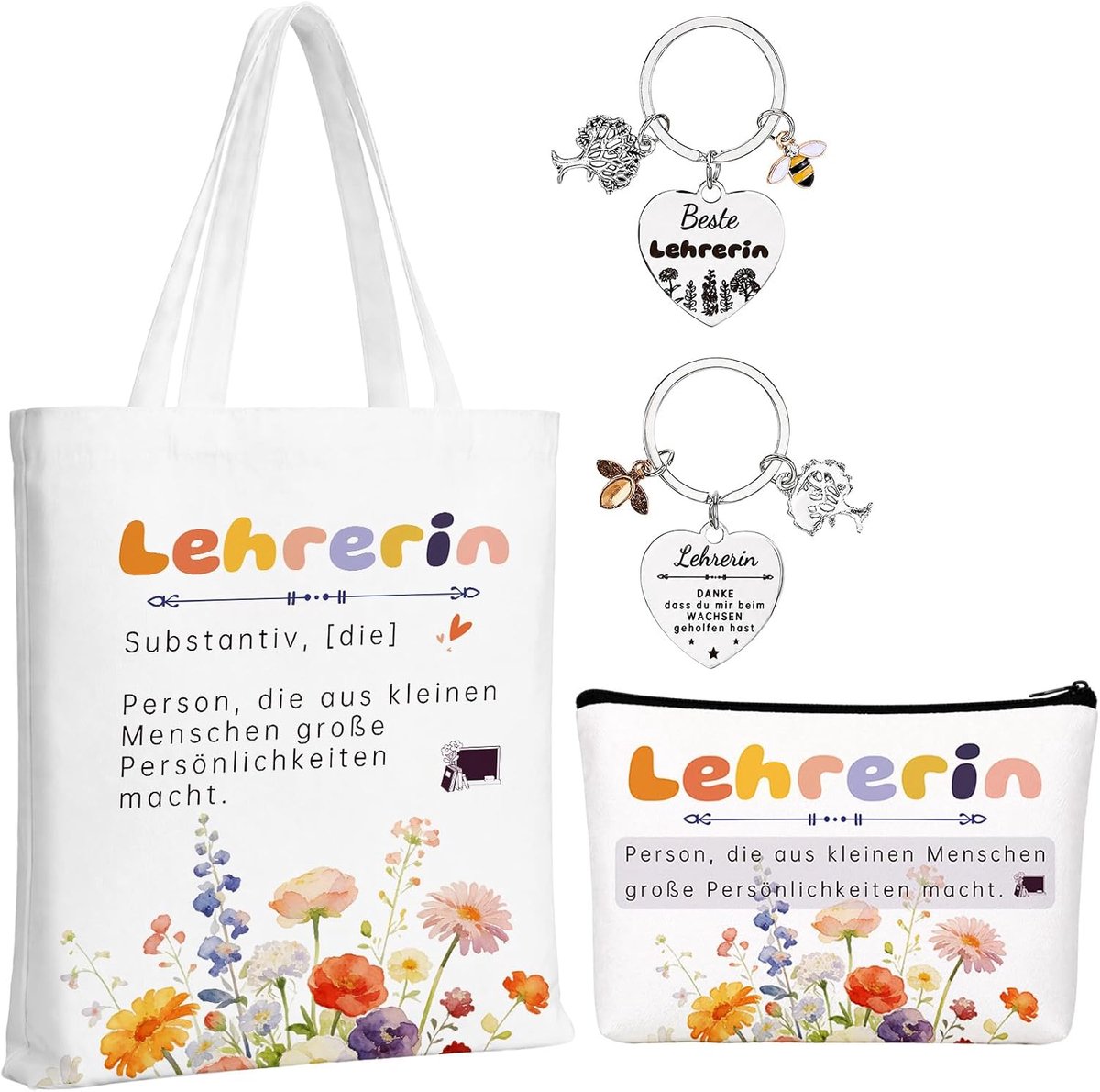 Cadeauset Leraar - Draagtas Make-up - Bedank Geschenk - Drie Delige Set - 35x10x40 cm - Wit