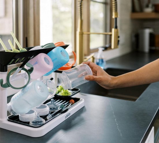 Dr. Brown's Baby Bottle Drying Tower - Verticale Flessendroogrek voor Babyflessen & Accessoires - Ruimtebesparend Aanrecht Droogrek - Zwart/Wit van Dr. Brown's — afbeelding 2