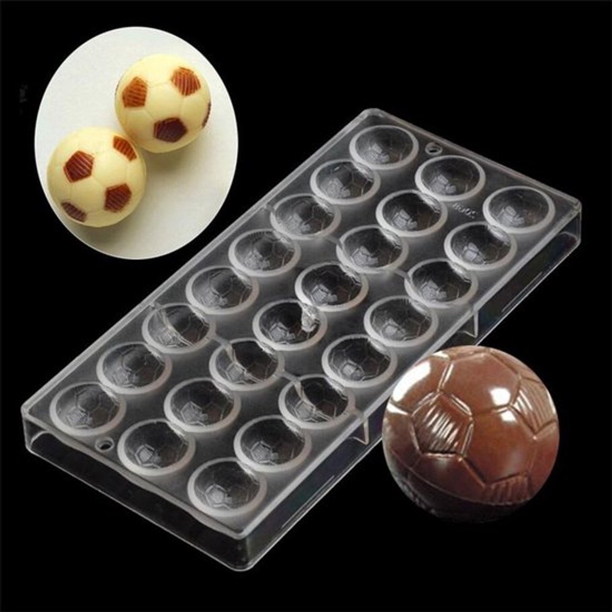 Chocoladevorm - Bakvorm Cakevorm - Zelfgemaakte Chocolade - Voetbal Vorm - 28 x 14.5 cm - Transparant