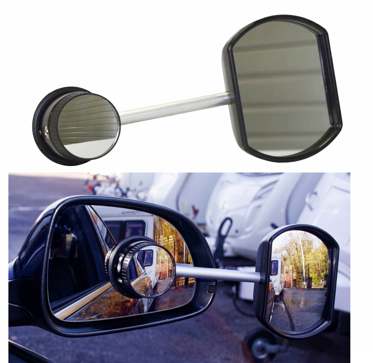 Defa Universele Caravanspiegels Met Zuignap 11 Cm Zwart - Vlak Glas