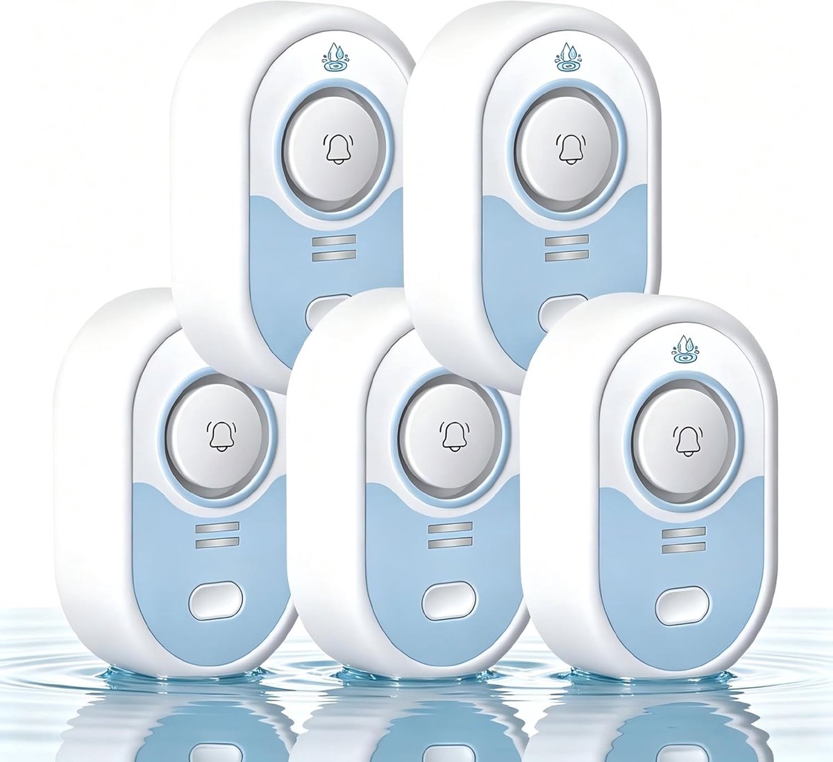 Waterlekdetector - Watersensor Alarm - Huis Beveiligen - 100dB Sirene LED - 5 Stuks - Wit