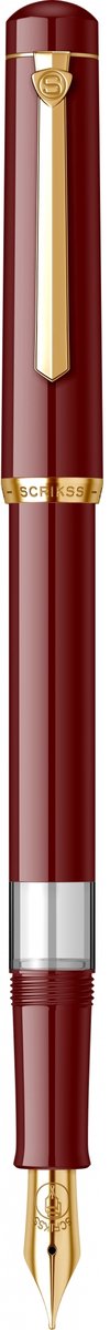 Scrikss 419 vulpen met zelfpiston | 23K vergulde roestvrijstalen details en inktniveauvenster | Bordeaux