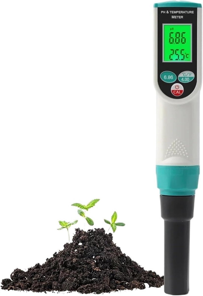 Bodemtester PH Meter - Zuurtemeter Tuin - Planten Groei Meten - Hoge Nauwkeurigheid Sensor - 0-14 PH - Zwart