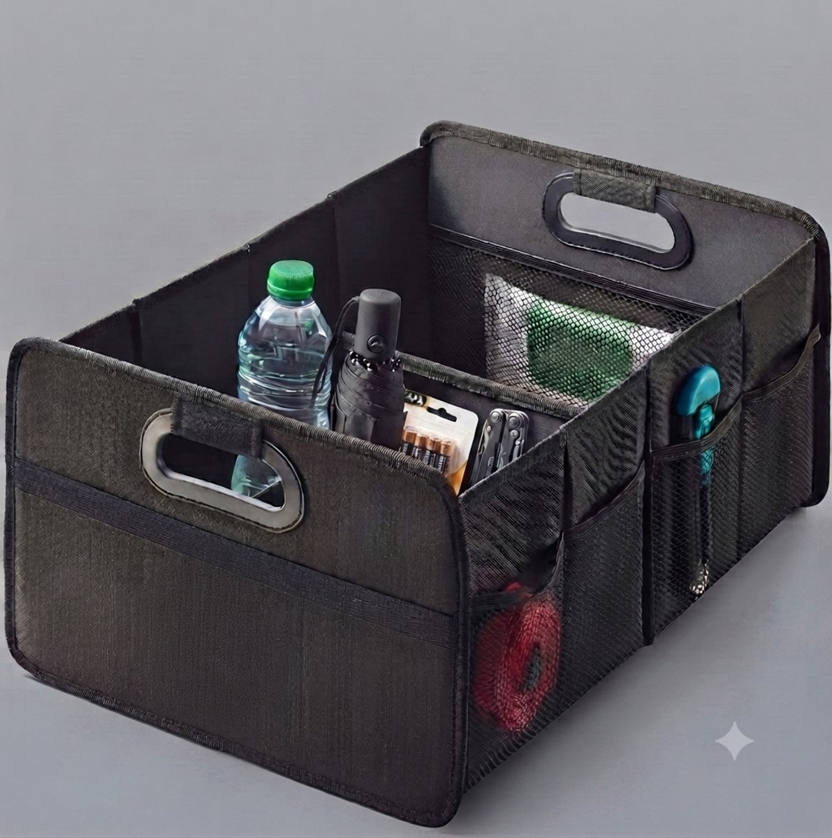 Livatto Kofferbak Organizer Opvouwbaar XL – 3 Flexibele Vakken met 5 Zakken – Antislip Bodem – 40L – Waterafstotend Oxford Stof