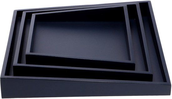 Foto: Senza asymmetrische houten dienbladen 3 stuks blauw