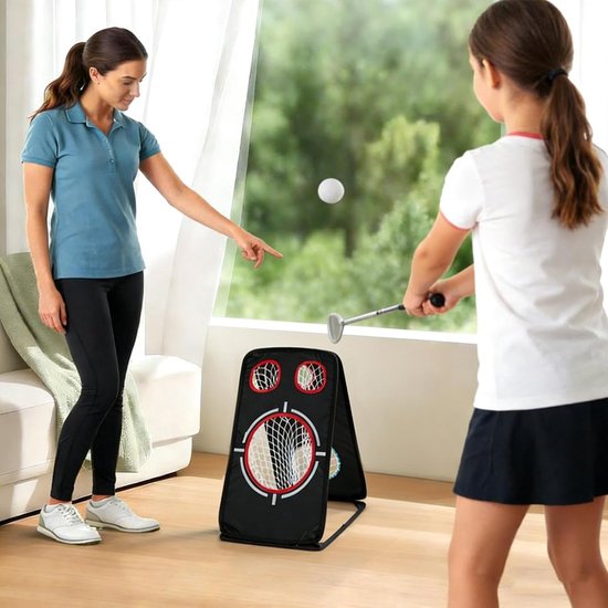 Golf Oefennet - Swing Trainingsnet - Golfvaardigheden Verbeteren - Dubbelzijdig Trainen - 60 x 34 cm - Zwart van GOLF — afbeelding 3