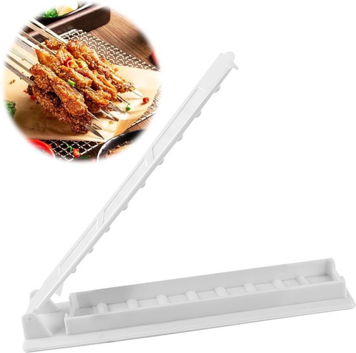 Kebabmaker - Turkse keuken - 11 inch persvorm - handmatige persvorm - shashlik - kabob-spiesen - geschikt voor barbecue - dikke kunststof - zwart