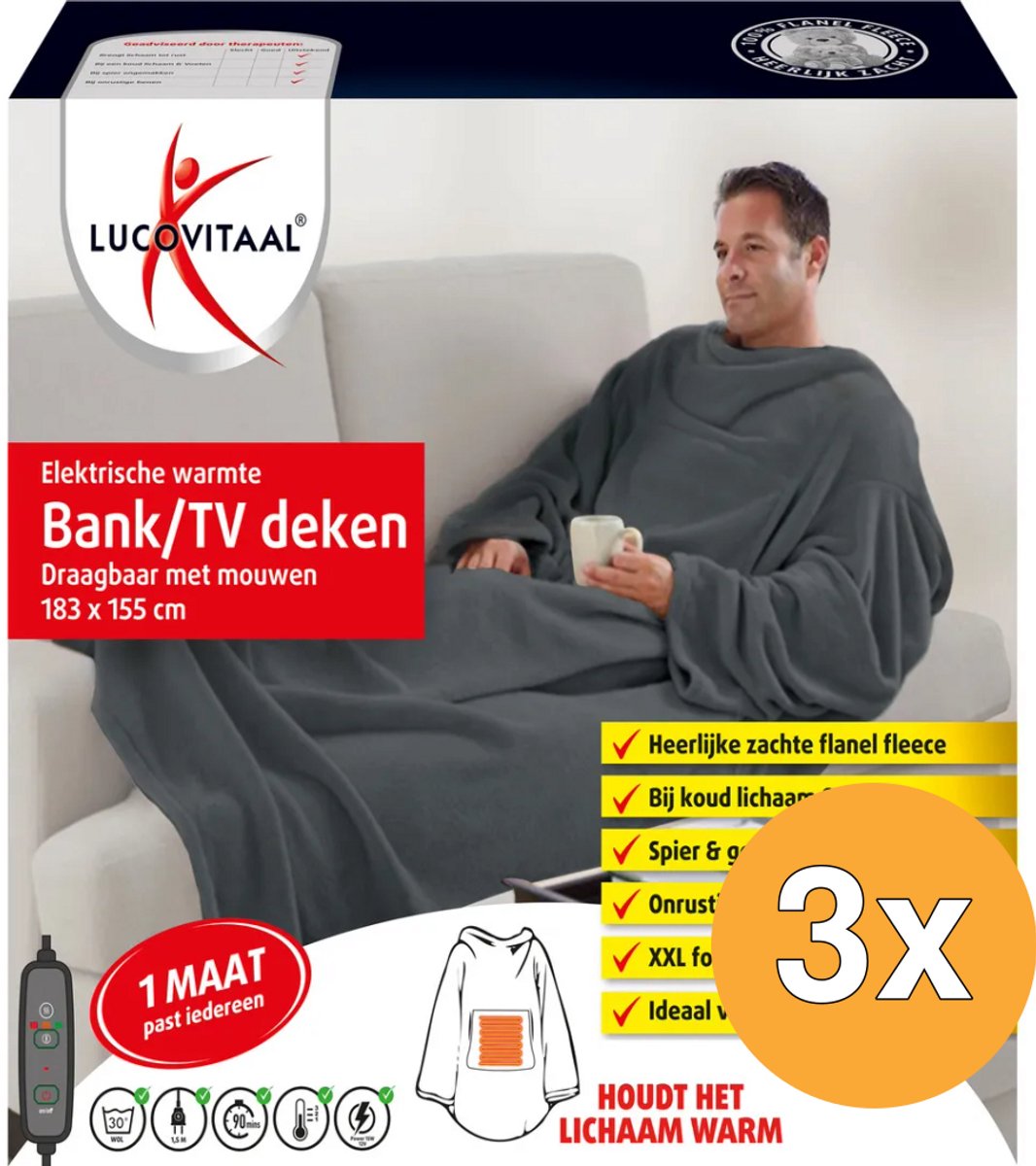 3x Lucovitaal Elekt. Warmte Bank/Tv Deken (1 stuk)
