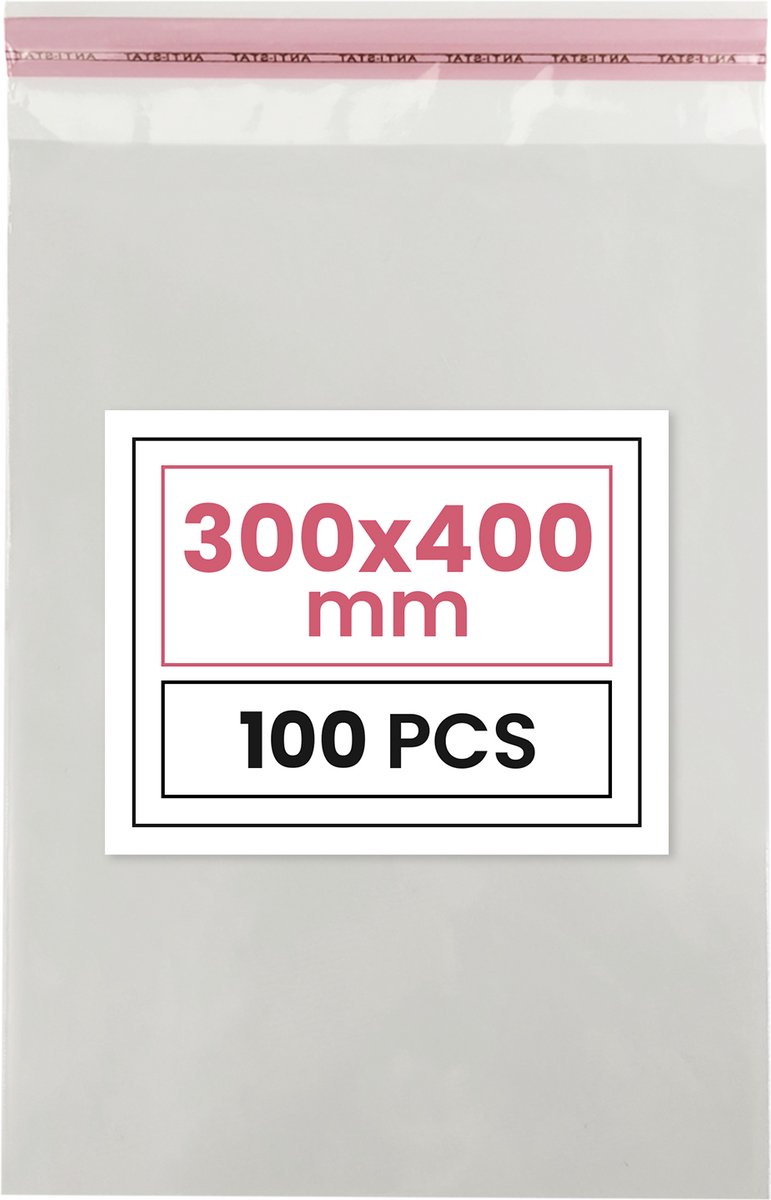 Plastic zakjes met plakstrim - 30x40 cm - transparant - 100 zakken