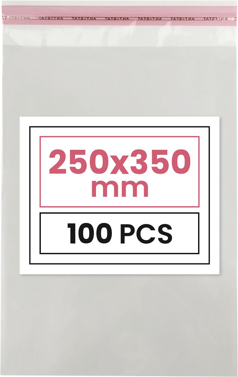 Plastic zakjes met plakstrim - 25x35 cm - transparant - 100 zakken