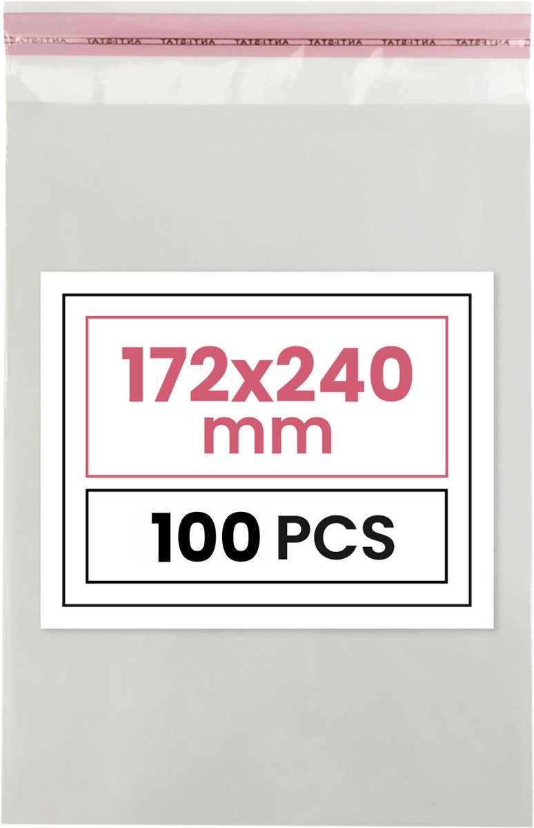 Plastic zakjes met plakstrim - 17,2x24 cm - transparant - 100 zakken