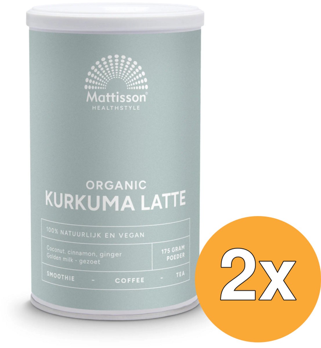 2x Mattisson Latte Kurkuma Goldenmilk Gezoet Kaneel - Kokos Bio (175 gr)