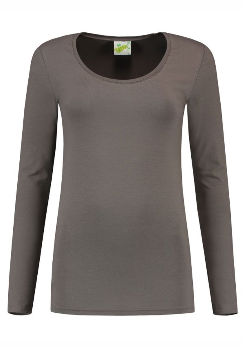 Lemon & Soda dames T-shirt met lange mouwen en een ronde hals in de kleur pearl grey in de maat M