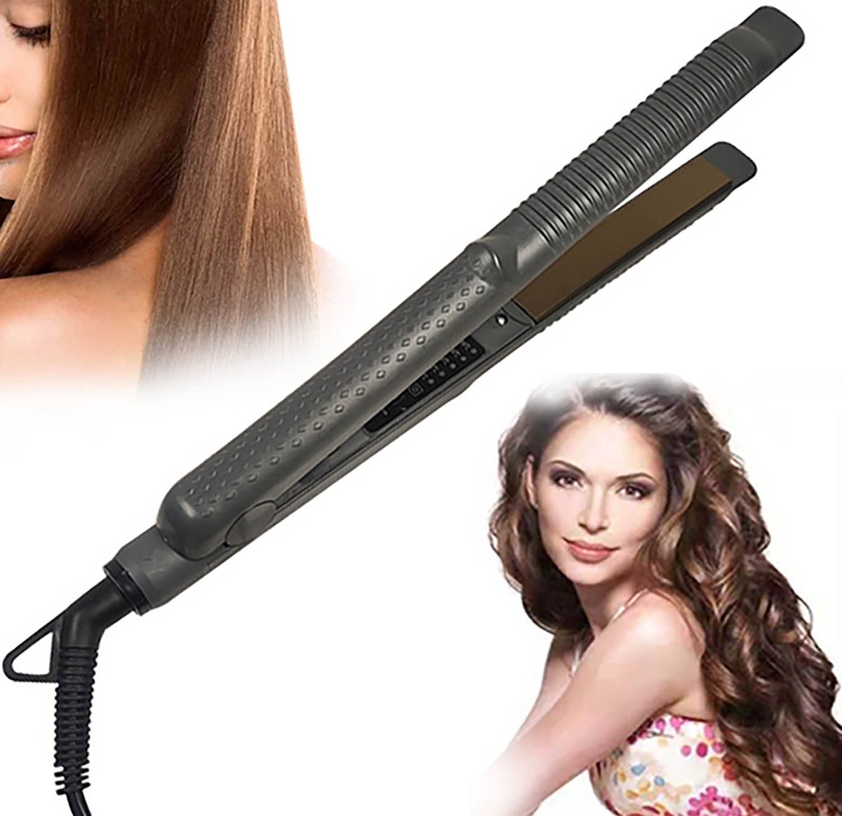 Stijltang - Straightener - 2 in 1 - Stijlen en Krullen - Krultang - Stijltang voor haar - Protect Essential Stijltang - Travel & Reis steltang - Steiltang - Stijltangen - Zwart - 1 Stuk