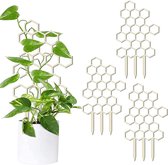 Klimrek Planten - Klimplantenrek - Set van 3 - Decoratieve Plantensteun Binnen en Buiten - Modern Honingraat Model Klimrek - voor Bloempotten - Duurzame Geometrische Groeihulp - voor Klimop en Bloemen - Naturel