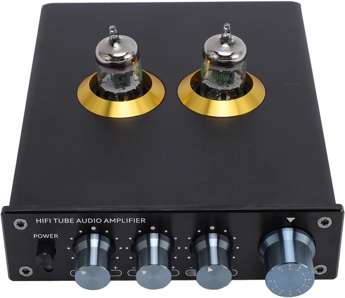 Hifi Buisvoorversterker - Stereo Voorversterker - Muziek Luisteren - Vervangbare Buizen - Compact Aluminium - Zilver