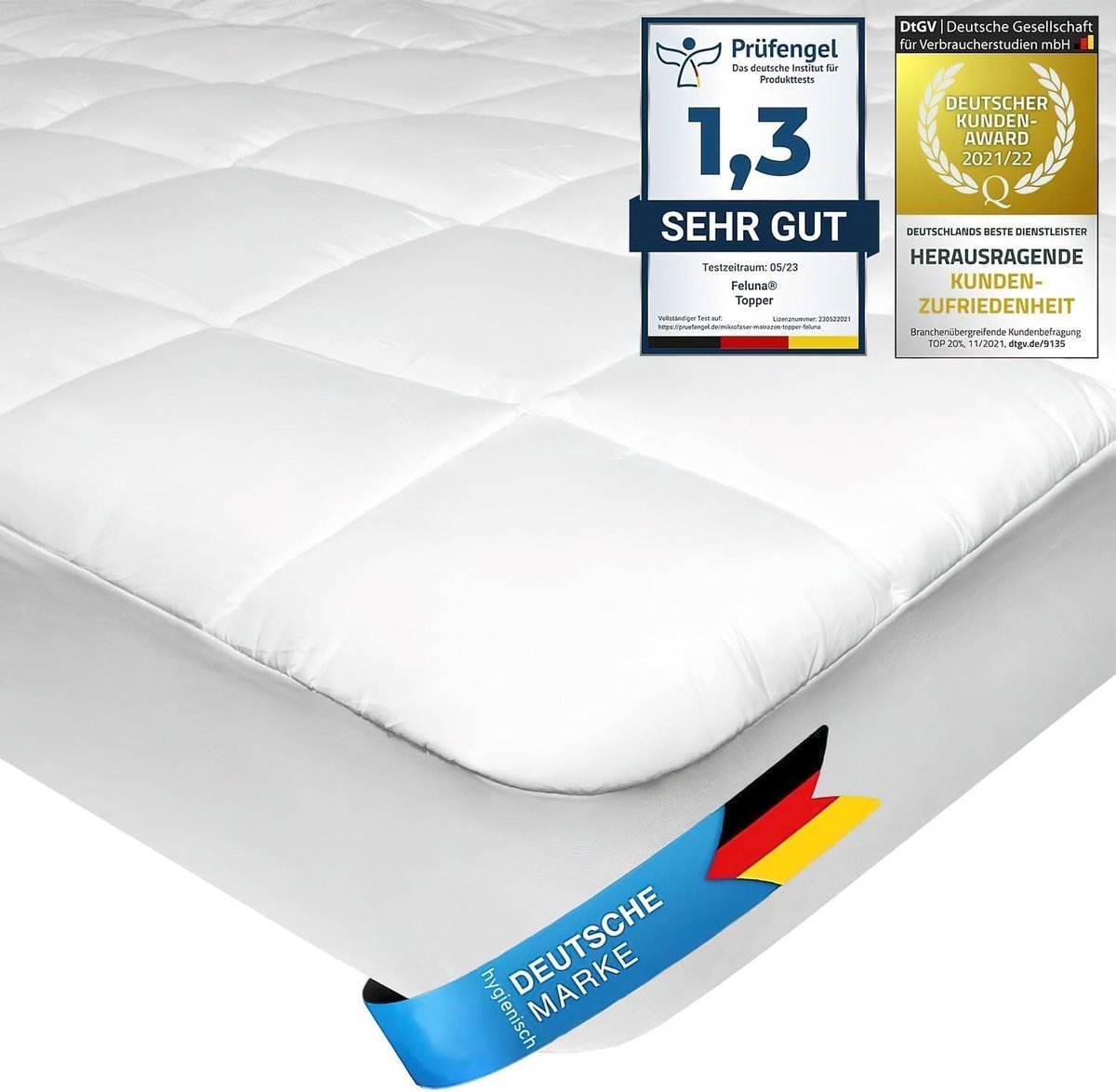 Topmatras - Microfiber - Gewatteerd en ademend - Geschikt voor matrassen tot 25 cm - Voor optimaal slaapcomfort
