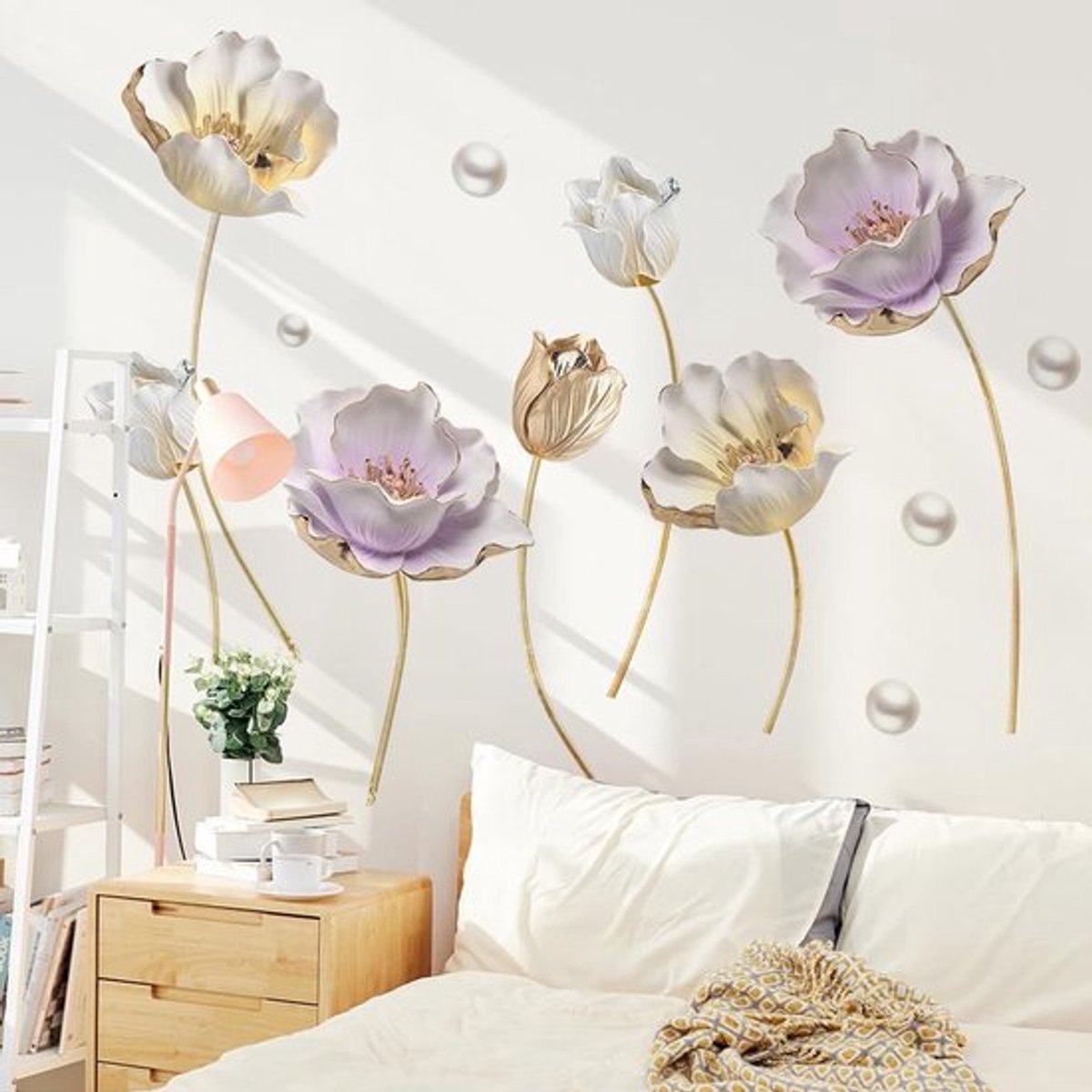 Solidchoice - Dailygoody - Muurstickers - Lotusbloemen - 3D Gouden Bloemen