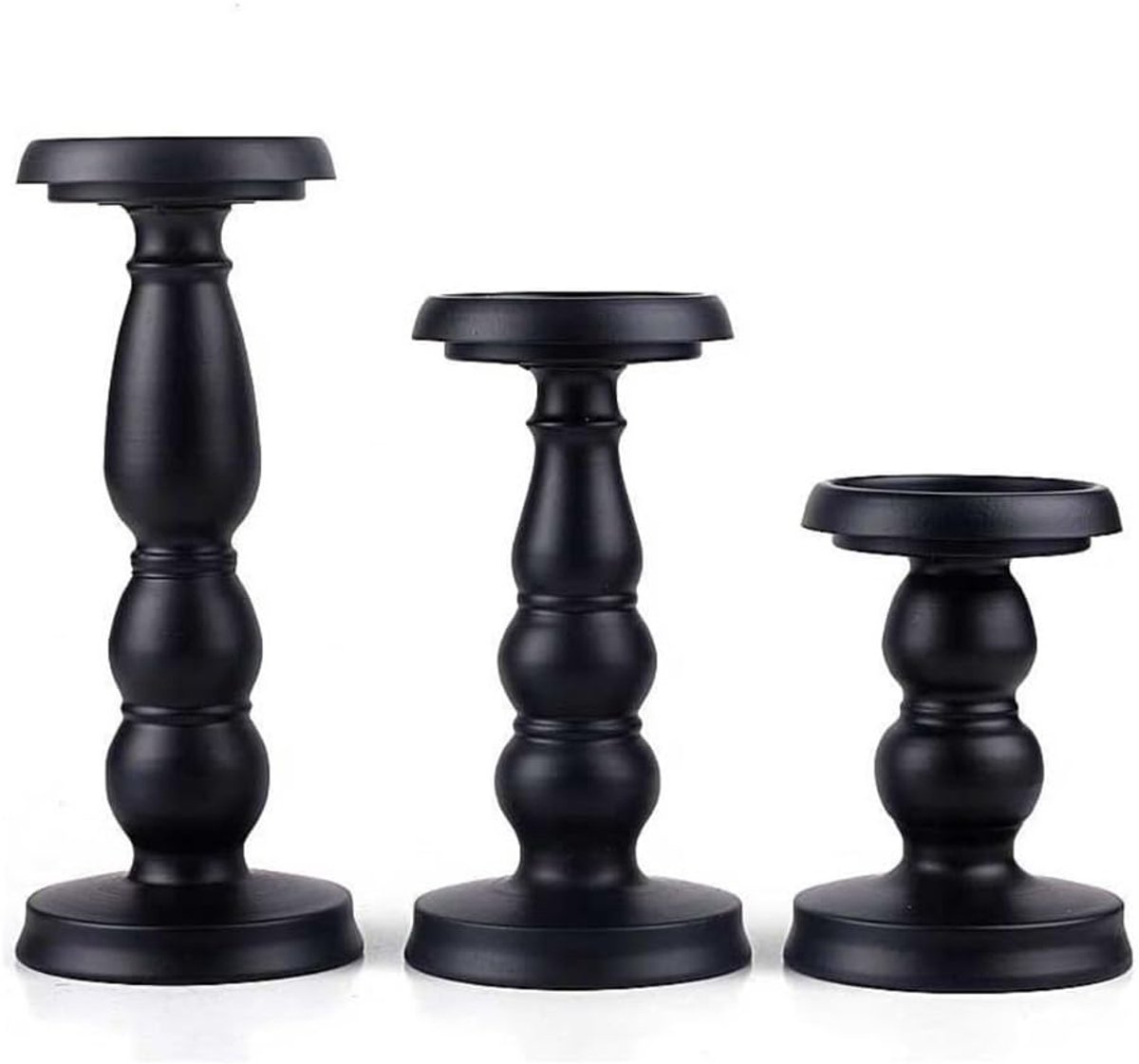 Kaarshouder Set - Kandelaars Ijzer - Sfeer Creëren - Vintage Stijl - Set van 3 - Zwart