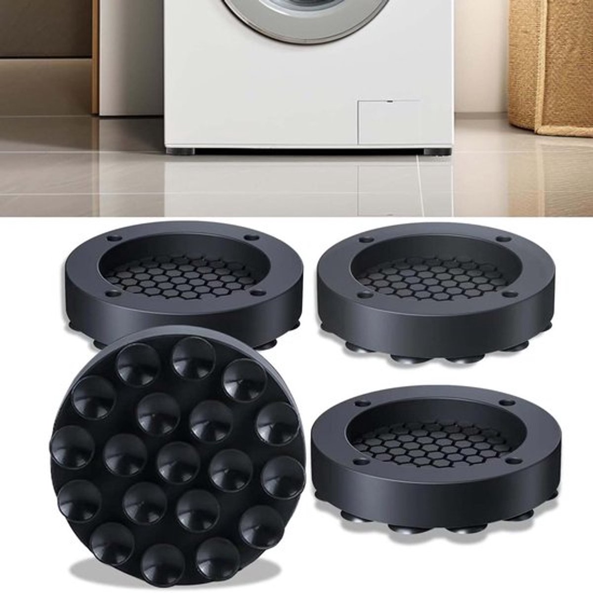 Dailygoods- Vibratievoeten - 4 Stuks - Antivibratie - Wasmachine Voetjes - Duurzaam