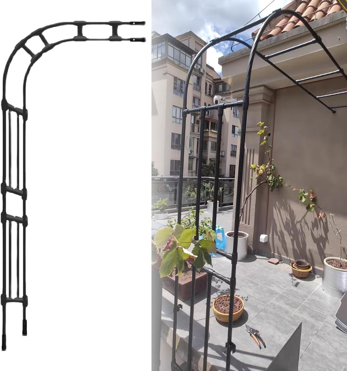 Tuinboog Klimplanten - Rozenlatwerk Halfboog - Tuin Verfraaien - Stevig Metaalontwerp - 220 x 240 cm - Zwart