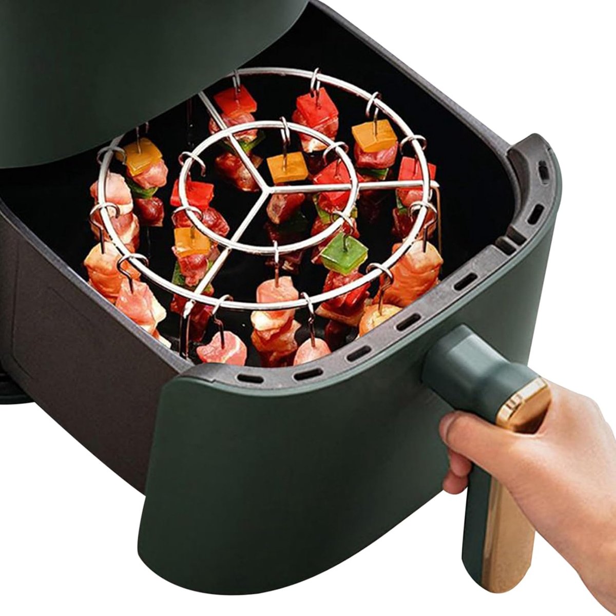 Airfryer Grill - Barbecue Rack - Verticaal Grillen - 360 Thermische Circulatie - 16x10cm - Zilver