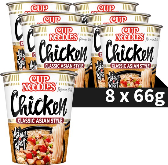Nissin Cup Noodles - Tasty Chicken Noedels - Instant Noodles - 8 stuks