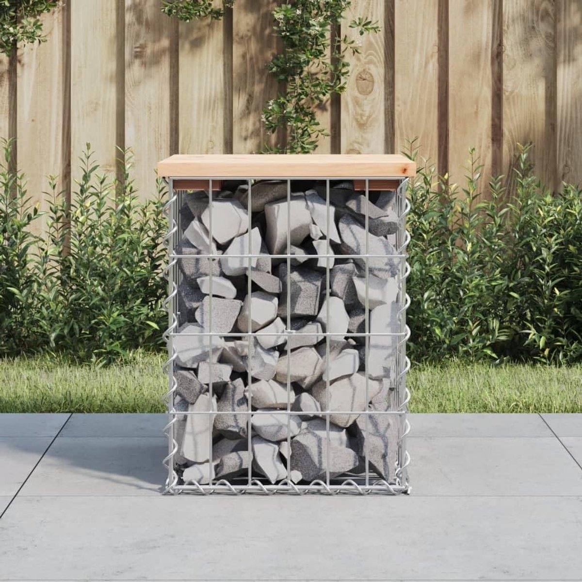 Tuinbank Grenenhout - Buitenbank Terras - Ontspannen Buiten Zitten - Robuuste Schanskorf Basis - 33x42x31 cm - Natuurlijk Hout